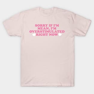 Sorry If I’m Mean, I’m Overstimulated Right Now Shirt, Y2k Aesthitic Shirtr, Self Care, Self Love Shirt, Mental Health Gifts T-Shirt